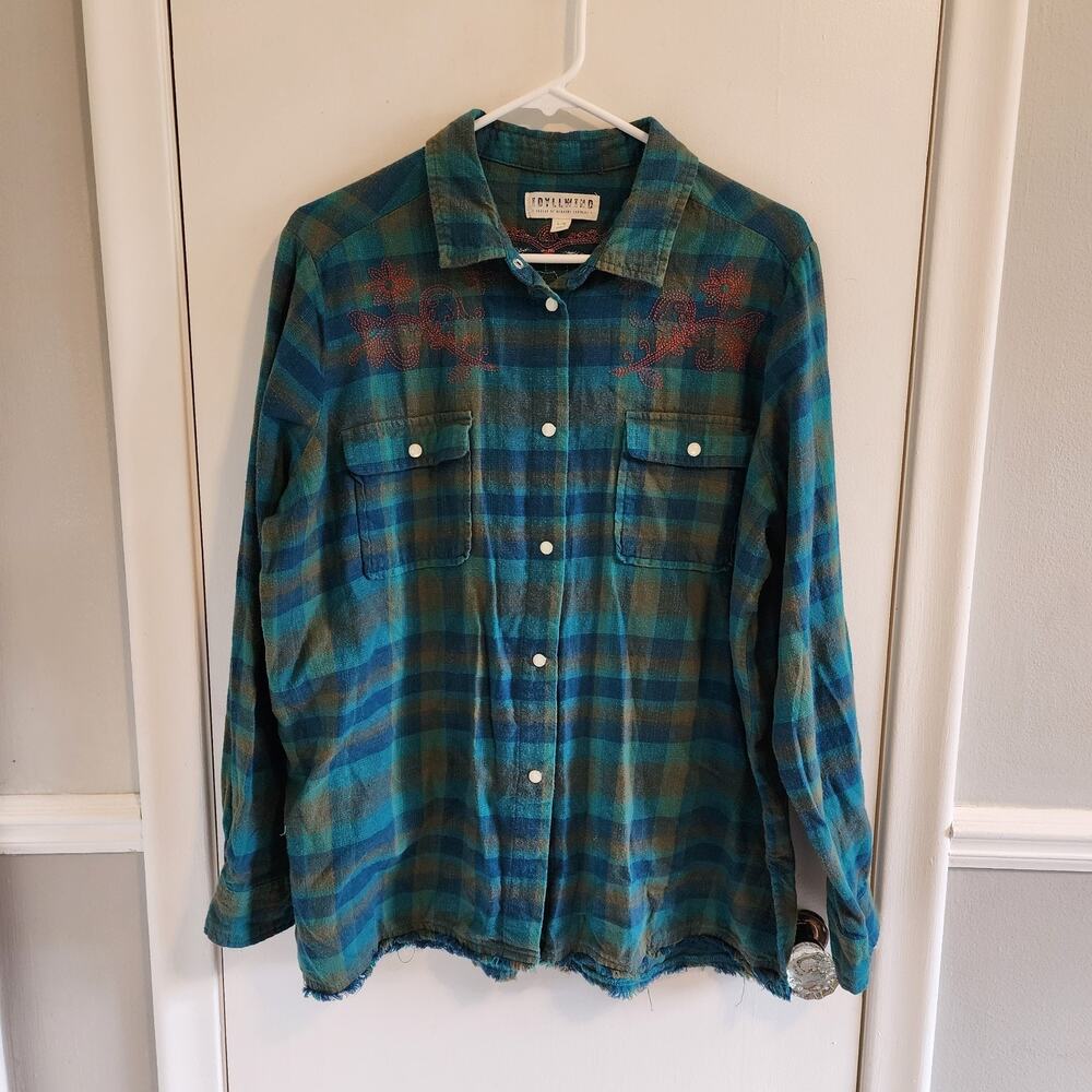 Idyllwind Miranda Lambert Large Top Flannel Shirt Embroidered Pearl Snap Cowgirl